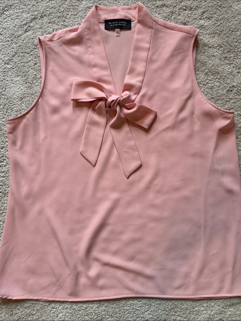 Black Label by Evan Picone Rose Pink Sleeveless Bow-Neck Blouse